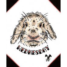Load image into Gallery viewer, American traditional tattoo flash rabbit Pet Portrait watercolor painting commission.
