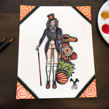 Load image into Gallery viewer, American Traditional tattoo flash sexy Willy Wonka pinup spitshade painting.