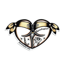 Load image into Gallery viewer, American Traditional tattoo flash Yellow Scrunch Butt Booty Heart watercolor sticker.