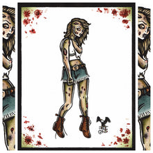 Load image into Gallery viewer, American Traditional tattoo flash sexy zombie pinup spitshade painting.