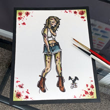 Load image into Gallery viewer, American Traditional tattoo flash sexy zombie pinup spitshade painting.