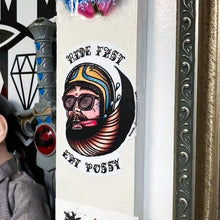 Load image into Gallery viewer, American traditional tattoo flash Ride Fast Biker Head watercolor sticker.