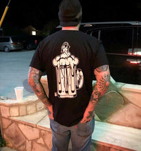 Load image into Gallery viewer, American traditional tattoo flash beer girl pinup tee.