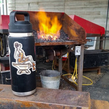 Load image into Gallery viewer, American traditional tattoo flash Blacksmith Pinup watercolor sticker.