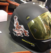 Load image into Gallery viewer, American traditional tattoo flash Blacksmith Pinup watercolor sticker.