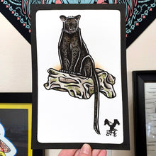 Load image into Gallery viewer, American traditional tattoo flash wildlife illustration Black Panther watercolor painting.
