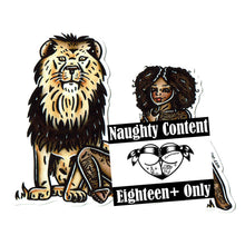 Load image into Gallery viewer, American traditional tattoo flash illustration Lion Pinup Watercolor sticker.
