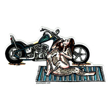 Load image into Gallery viewer, American traditional tattoo Chopper Motorcycle  Love Pinup watercolor Sticker.
