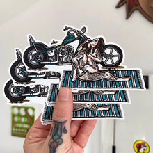 Load image into Gallery viewer, American traditional tattoo Chopper Motorcycle  Love Pinup watercolor Stickers.
