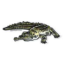 Load image into Gallery viewer, American traditional tattoo flash wildlife illustration Gharial watercolor sticker.
