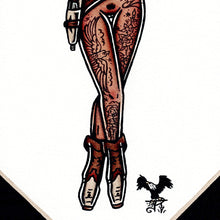 Load image into Gallery viewer, Holster Western Cowgirl Pinup watercolor painting.
