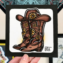 Load image into Gallery viewer, Sunflower Boots and Hat Original Painting
