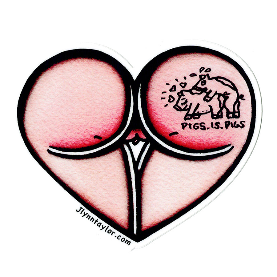 American traditional tattoo flash Jlynntaylor Nude Butt Heart watercolor Sticker.