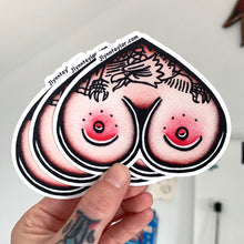 Load image into Gallery viewer, American traditional tattoo flash Jlynntaylor Boobie Heart watercolor Stickers.

