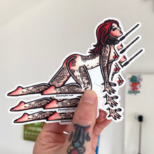 Load image into Gallery viewer, American traditional tattoo Leash Bondage Pinup  watercolor Sticker.
