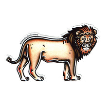 Load image into Gallery viewer, American traditional tattoo flash wildlife illustration Lion watercolor sticker.
