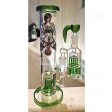 Load image into Gallery viewer, American traditional tattoo flash illustration Maryjane cannabis pinup watercolor sticker.
