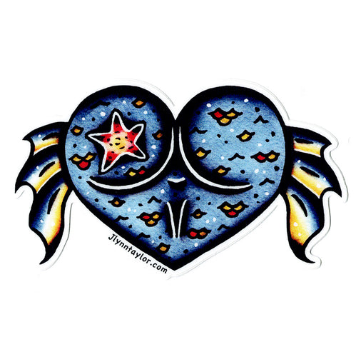 American traditional tattoo flash Mermaid Butt Heart watercolor Sticker.