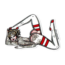 Load image into Gallery viewer, Naughty Red Socks Pinup Sticker

