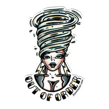 Load image into Gallery viewer, American traditional tattoo flash Tornado Lady Head watercolor sticker.
