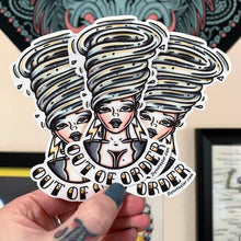 Load image into Gallery viewer, American traditional tattoo flash Tornado Lady Head watercolor sticker.
