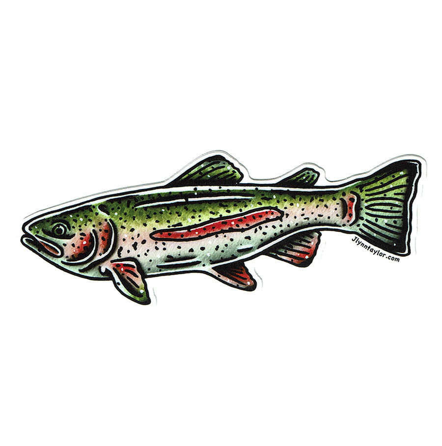 American traditional tattoo flash Rainbow Trout Fish watercolor sticker.
