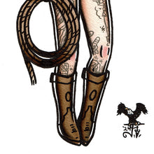 Load image into Gallery viewer, American traditional tattoo flash Nude Rope Cowgirl Pinup watercolor painting.
