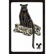Load image into Gallery viewer, American traditional tattoo flash wildlife illustration Black Panther watercolor painting.
