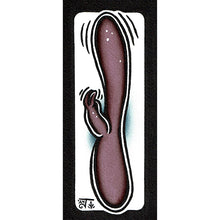 Load image into Gallery viewer, American traditional tattoo flash illustration Bunny Rabbit Vibrator watercolor painting.
