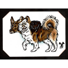 Load image into Gallery viewer, American traditional tattoo flash illustration Cerberus Pet Portrait watercolor painting.
