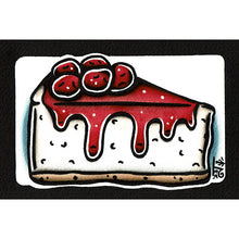 Load image into Gallery viewer, Ameerican traditional tattoo flash illustration Cherry Cheesecake watercolor painting.
