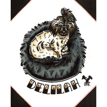 Load image into Gallery viewer, American traditional tattoo flash illustration Shitzu Pet Portrait watercolor painting commission.
