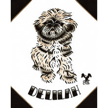 Load image into Gallery viewer, American traditional tattoo flash Shitzu Dog Pet Portrait watercolor painting commission.
