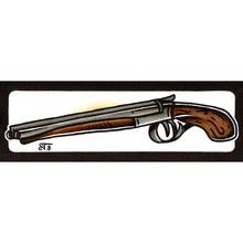 Load image into Gallery viewer, American traditional tattoo flash Double Barrel Shotgun watercolor painting.
