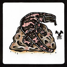 Load image into Gallery viewer, American traditional tattoo flash wildlife illustration Gila Monster Lizard watercolor painting.
