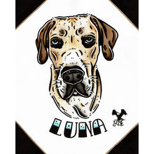 Load image into Gallery viewer, American traditional tattoo flash dog Pet Portrait watercolor painting commission.
