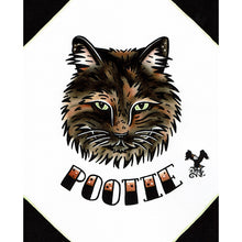 Load image into Gallery viewer, American traditional tattoo flash illustration Calico Cat Pet Portrait watercolor painting commission.
