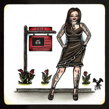Load image into Gallery viewer, American Traditional tattoo flash Realtor Pinup commissioned watercolor painting.
