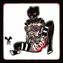 Load image into Gallery viewer, American traditional tattoo flash Naughty Ski Mask robber Pinup ink and watercolor painting.

