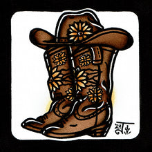 Load image into Gallery viewer, Sunflower Boots and Hat Original Painting
