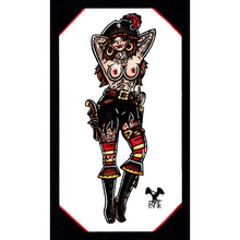 Load image into Gallery viewer, American traditional tattoo flash hand painted topless Pirate Pinup watercolor painting.
