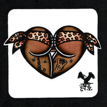 Load image into Gallery viewer, American traditional tattoo flash Leopard Print African Scrunch Butt Booty Heart watercolor painting..
