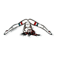 Load image into Gallery viewer, American traditional tattoo flash naughty sock splits pinup watercolor sticker.
