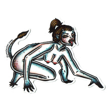 Load image into Gallery viewer, American traditional tattoo flash Succubus Demon Devil Pinup watercolor sticker.
