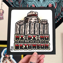 Load image into Gallery viewer, American traditional tattoo flash Wilson Home Improvement Hi Di Ho Neighbor watercolor painting. 

