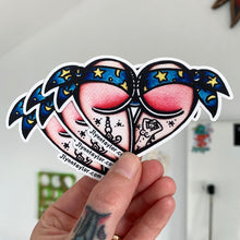Load image into Gallery viewer, American traditional tattoo flash Wizard Scrunch Butt Heart watercolor Stickers.
