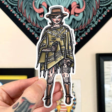 Load image into Gallery viewer, American traditional tattoo flash  The Woman with no Name Vaquera Cowgirl ink and watercolor sticker.
