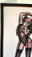 Load and play video in Gallery viewer, American traditional tattoo flash Nun Pinup watercolor painting.
