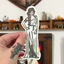 Load and play video in Gallery viewer, American Traditional tattoo flash sexy Greek Goddess pinup sticker.
