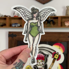 Load and play video in Gallery viewer, American Traditional tattoo flash Tinkerbell Pinup watercolor sticker.
